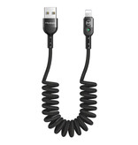 Mcdodo Curled Lightning USB Charging Cable for iPhone - Spiral Nylon Data Cable 1.8 Meter Charger Cable Black