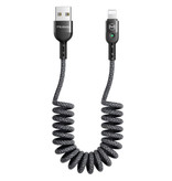 Mcdodo Cable de carga USB Curled Lightning para iPhone - Cable de datos de nylon en espiral Cable de cargador de 1.8 metros Gris