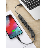 Mcdodo Cable de carga USB Curled Lightning para iPhone - Cable de datos de nylon en espiral Cable de cargador de 1.8 metros Gris