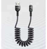 Mcdodo Cable de carga USB Curled Lightning para iPhone - Cable de datos de nylon en espiral Cable de cargador de 1.8 metros Gris