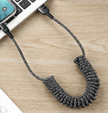 Mcdodo Gekrulde Lightning USB Oplaadkabel voor iPhone - Spiraal Nylon Datakabel 1.8 Meter Oplader Kabel Grijs