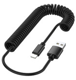 JUSFYU Câble de charge USB Curled Lightning pour iPhone - Câble de données en spirale Câble de chargeur de 1,1 mètre noir