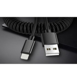 JUSFYU Cable de carga USB Curled Lightning para iPhone - Cable de datos en espiral Cable de cargador de 1,1 metros Negro