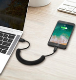 JUSFYU Cable de carga USB Curled Lightning para iPhone - Cable de datos en espiral Cable de cargador de 1,1 metros Negro