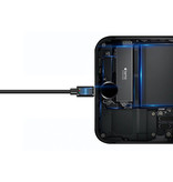 JUSFYU Cable de carga USB-C rizado - Carga rápida Cable de datos en espiral 2.4A Cable de cargador de 1.1 metros Negro