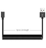 JUSFYU Câble de charge micro-USB courbé - Câble de données en spirale de 2,4 A à charge rapide Câble de chargeur de 1,1 mètre noir