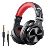 OneOdio Fusion A70 Studio Auriculares Bluetooth con conexión AUX de 6,35 mm y 3,5 mm - Auriculares con micrófono Auriculares para DJ Rojo