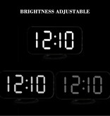 July's Song Horloge LED numérique multifonctionnelle - Réveil Miroir Alarme Snooze Réglage de la luminosité