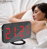 July's Song Reloj LED digital multifuncional - Despertador Espejo Alarma Snooze Ajuste de brillo Rojo