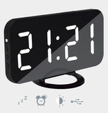 July's Song Horloge LED numérique multifonctionnelle - Réveil Miroir Alarme Snooze Réglage de la luminosité Bleu