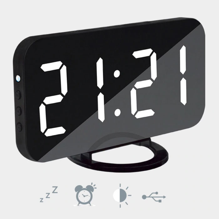 VITOG Reloj digital LED con altavoz - Reloj despertador Espejo despertador