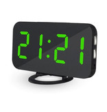 July's Song Reloj LED digital multifuncional - Reloj despertador Espejo Alarma Snooze Ajuste de brillo Verde