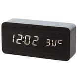 July's Song Wooden Digital LED Clock - Alarm Clock Alarm Snooze Temperature Brightness Adjustment Black