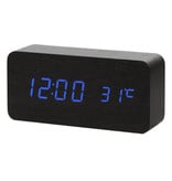 July's Song Houten Digitale LED Klok - Wekker Alarm  Snooze Temperatuur Helderheid Aanpassing Zwart