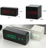 July's Song Houten Digitale LED Klok - Wekker Alarm  Snooze Temperatuur Helderheid Aanpassing Bruin