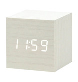 July's Song Wooden Digital LED Clock - Alarm Clock Alarm Snooze Brightness Adjustment White