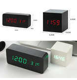 July's Song Wooden Digital LED Clock - Alarm Clock Alarm Snooze Brightness Adjustment White