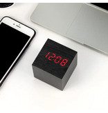 July's Song Houten Digitale LED Klok - Wekker Alarm  Snooze Helderheid Aanpassing Wit