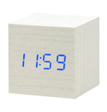 July's Song Houten Digitale LED Klok - Wekker Alarm  Snooze Helderheid Aanpassing Wit