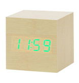 July's Song Wooden Digital LED Clock - Alarm Clock Alarm Snooze Brightness Adjustment Brown