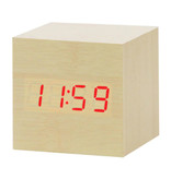 July's Song Houten Digitale LED Klok - Wekker Alarm  Snooze Helderheid Aanpassing Bruin