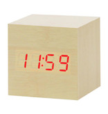 July's Song Reloj LED digital de madera - Reloj despertador Alarma Snooze Ajuste de brillo Marrón