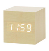 July's Song Houten Digitale LED Klok - Wekker Alarm  Snooze Helderheid Aanpassing Bruin