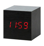 July's Song Reloj LED digital de madera - Reloj despertador Alarma Snooze Ajuste de brillo Negro