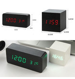 July's Song Wooden Digital LED Clock - Alarm Clock Alarm Snooze Brightness Adjustment Black