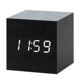 July's Song Horloge LED numérique en bois - Réveil Alarme Snooze Réglage de la luminosité Noir