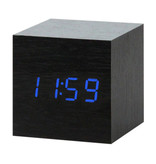 July's Song Digitale LED-Uhr aus Holz - Wecker Alarm Snooze Helligkeitseinstellung Schwarz