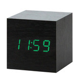 July's Song Reloj LED digital de madera - Reloj despertador Alarma Snooze Ajuste de brillo Negro