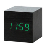 July's Song Wooden Digital LED Clock - Alarm Clock Alarm Snooze Brightness Adjustment Black