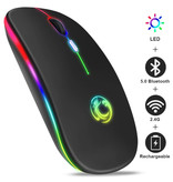 iMice Mouse gaming RGB Bluetooth - Wireless ottico ambidestro ergonomico con regolazione DPI - 1600 DPI - Nero