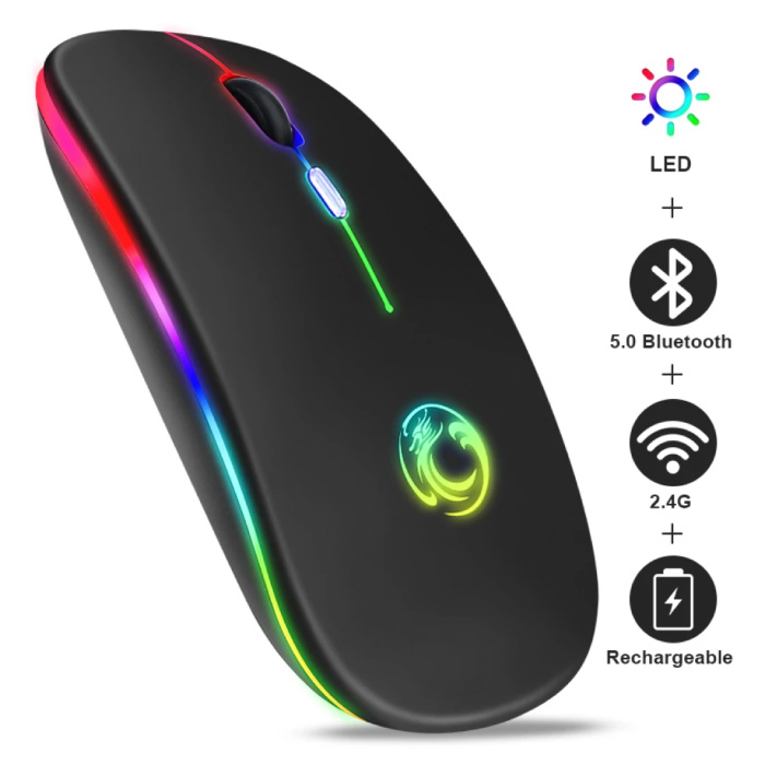 RGB Bluetooth Gaming Mouse - Wireless Optical Ambidextrous Ergonomic