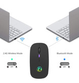 iMice Mysz do gier RGB Bluetooth - Bezprzewodowa, optyczna oburęczna, ergonomiczna z regulacją DPI - 1600 DPI - czarna