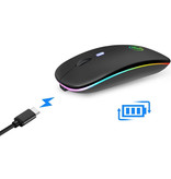 iMice Mysz do gier RGB Bluetooth - Bezprzewodowa, optyczna oburęczna, ergonomiczna z regulacją DPI - 1600 DPI - czarna