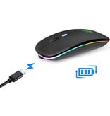 iMice Ratón para juegos RGB Bluetooth - Ergonómico ambidiestro óptico inalámbrico con ajuste de DPI - 1600 DPI - Negro