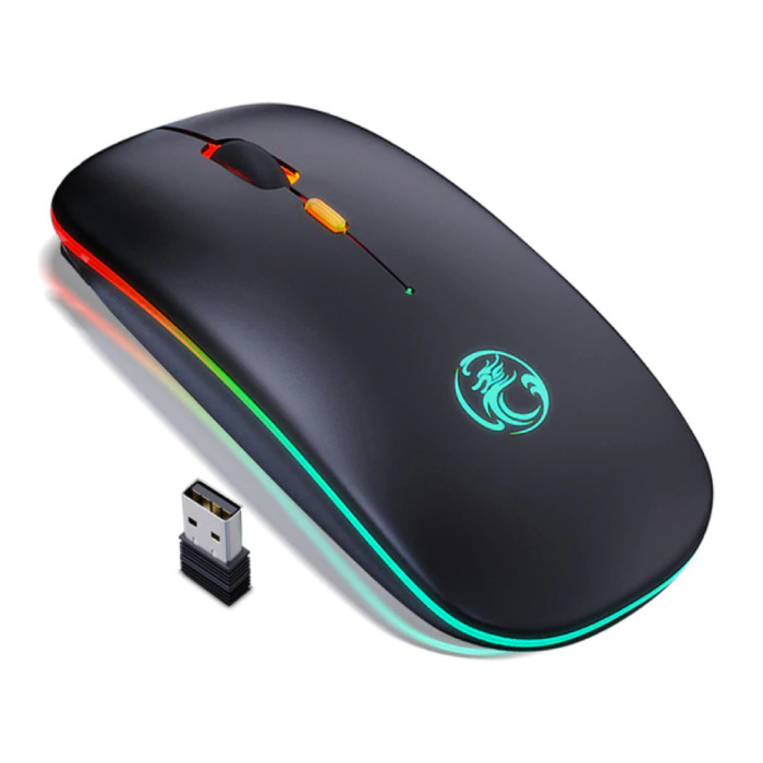 Mouse gaming RGB Bluetooth - Wireless ottico ambidestro ergonomico con regolazione DPI - 1600 DPI - Nero