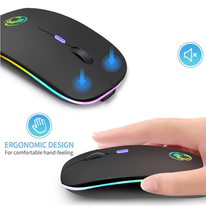 iMice Ratón para juegos RGB Bluetooth - Ergonómico ambidiestro óptico inalámbrico con ajuste de DPI - 1600 DPI - Blanco