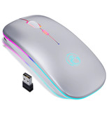 iMice Mysz do gier RGB Bluetooth - Bezprzewodowa, optyczna oburęczna, ergonomiczna z regulacją DPI - 1600 DPI - biała