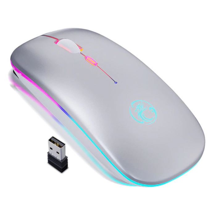 Souris de jeu Bluetooth RVB - Ambidextre optique sans fil ergonomique avec réglage DPI - 1600 DPI - Blanc