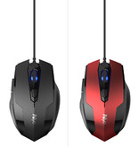 Niye Souris de jeu optique filaire - Droitier et ergonomique avec réglage DPI - 2400 DPI - 6 boutons - Noir