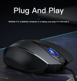 Niye Mouse da gioco ottico cablato - Destro ed ergonomico con regolazione DPI - 2400 DPI - 6 pulsanti - Nero