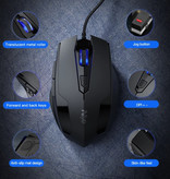Niye Mouse da gioco ottico cablato - Destro ed ergonomico con regolazione DPI - 2400 DPI - 6 pulsanti - Nero