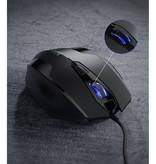 Niye Mouse da gioco ottico cablato - Destro ed ergonomico con regolazione DPI - 2400 DPI - 6 pulsanti - Nero