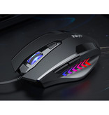 Niye Mouse da gioco ottico cablato - Destro ed ergonomico con regolazione DPI - 2400 DPI - 6 pulsanti - Nero