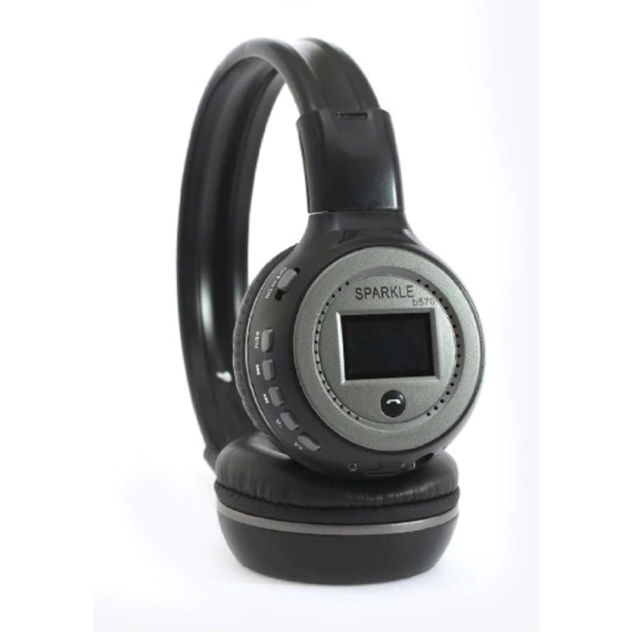 B570 Wireless-Kopfhörer mit LED-Anzeige und UKW-Radio - Bluetooth 5.0 Wireless-Kopfhörer Stereo Studio Grey