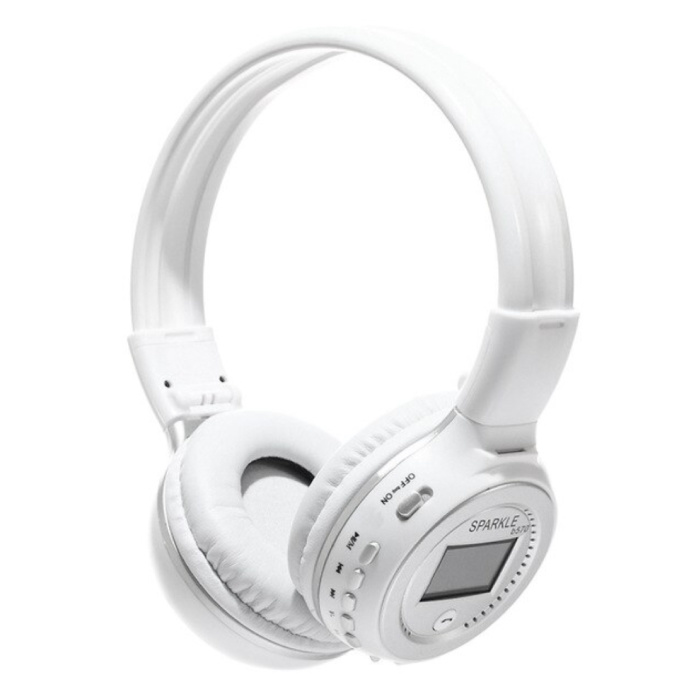 B570 Wireless-Kopfhörer mit LED-Anzeige und UKW-Radio - Bluetooth 5.0 Wireless-Kopfhörer Stereo Studio White