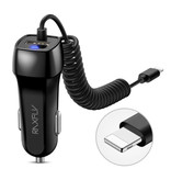 Raxfly Cargador de coche USB Lightning / Cargador de coche para iPhone con carga rápida de 2.4A - Negro